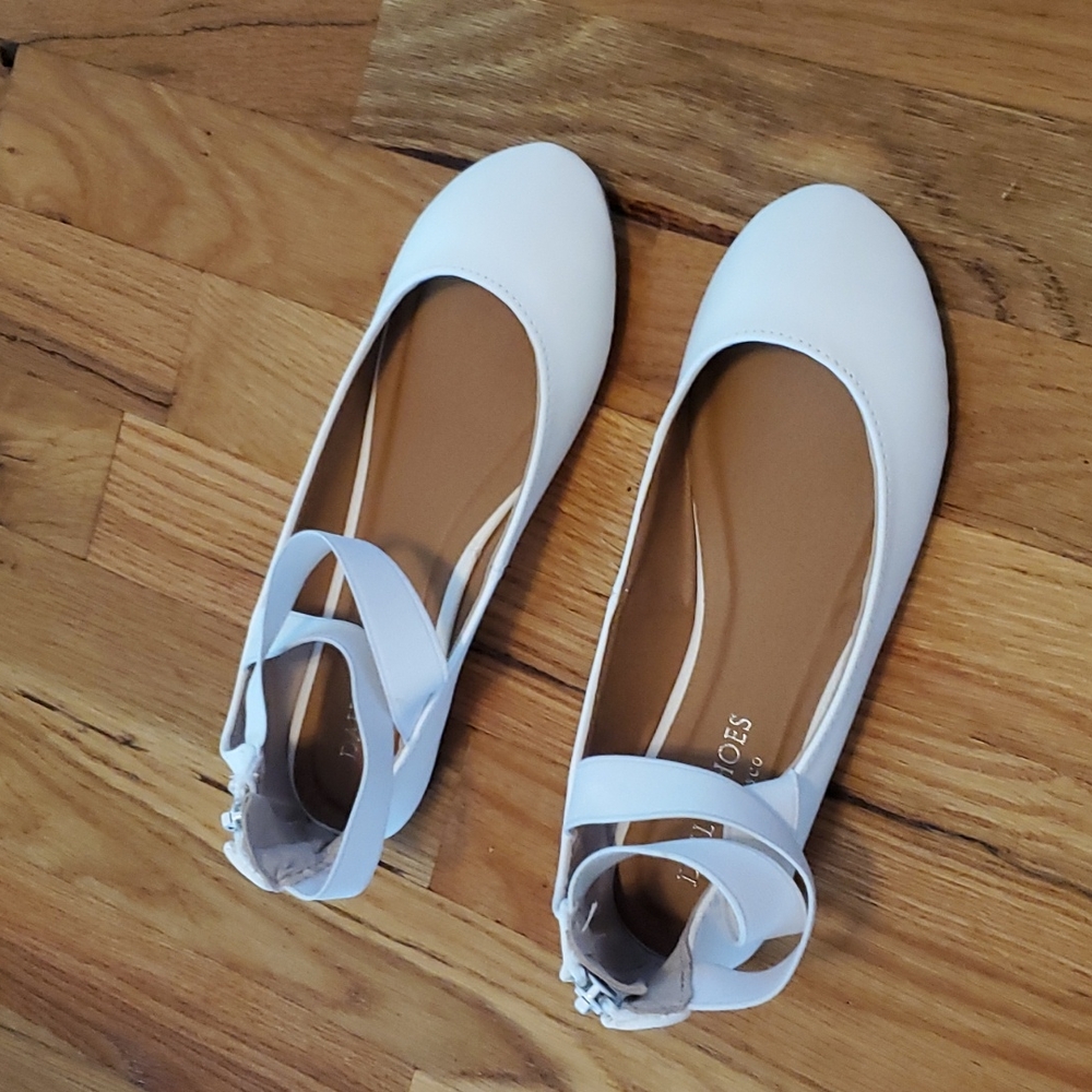 Ballet flats with ankle straps